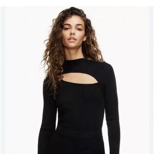 Aritzia Babaton Imprint Mock Neck Sweater — Black S
